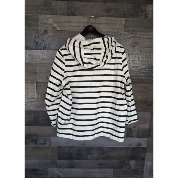 Black and White Stripe Joules Coast Waterproof Hooded Jacket - Picture 3 of 6